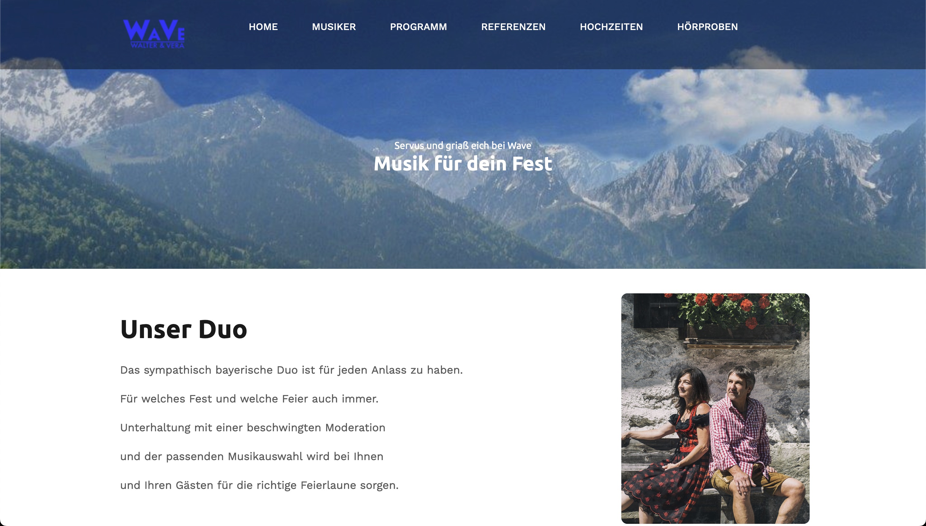 Webseite für Musik für dein Fest